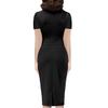 BLESSUME Black Women Clergy Tab Collar Dress Liturgical Pencil Dress Short Sleeve view 3