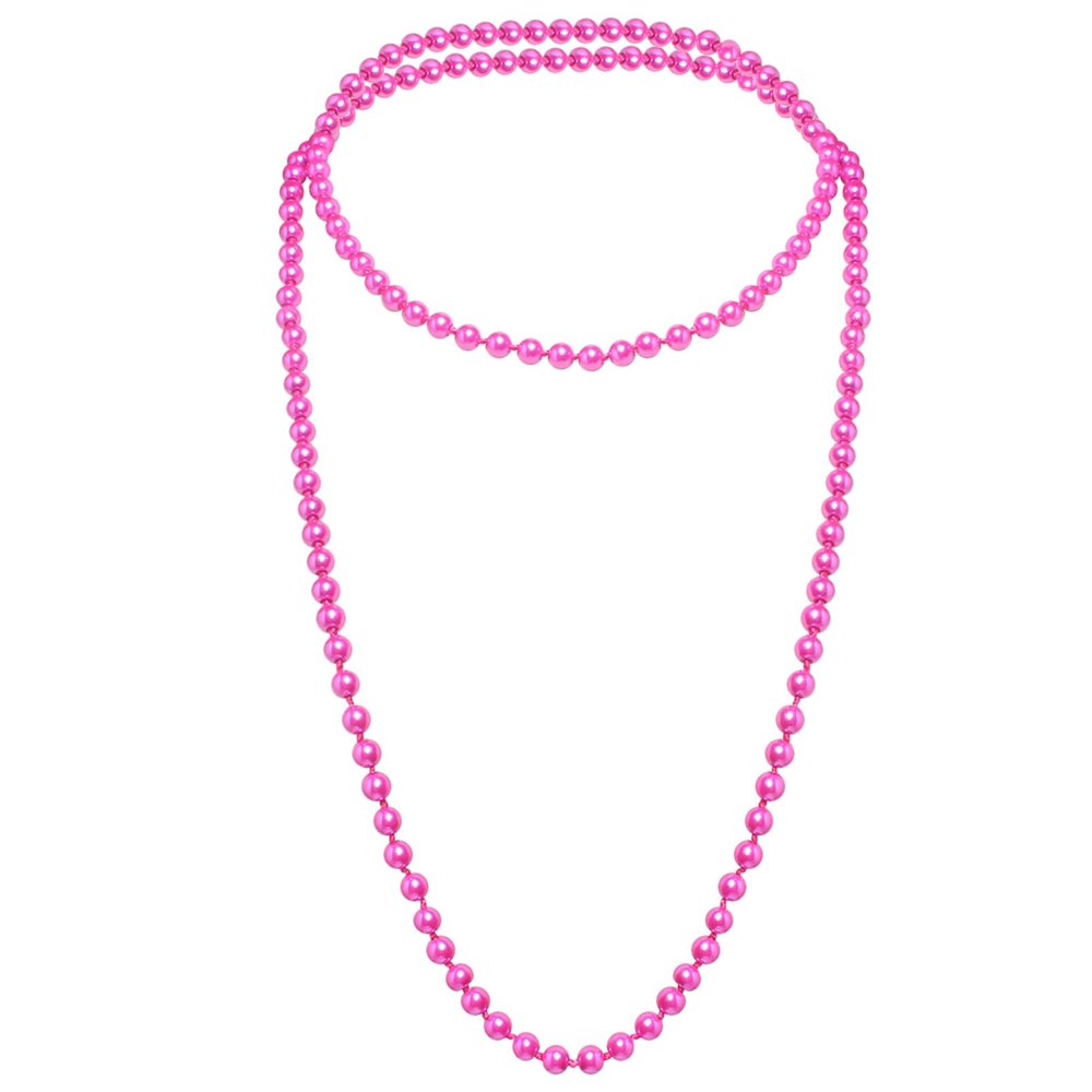 1920s Retro Fuchsia Color Faux Pearls Beads Cluster Long Pearl Necklace 58"(1piece) for Women Jewelry