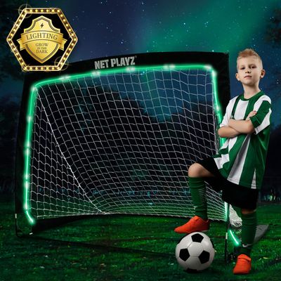 NetPlayz Soccer Goals (Light Up, Glow in The Dark) Kids Pop-up Soccer Net Football Goals, Portable,Black,4 x 3 Ft,NOS34140