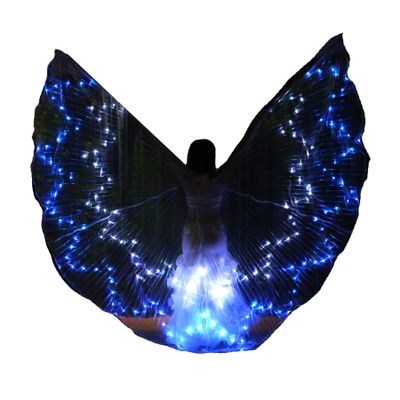 Aumulen Belly Dance Led Wings Performance Costume with Flexible Sticks for Women (White-turquoise)