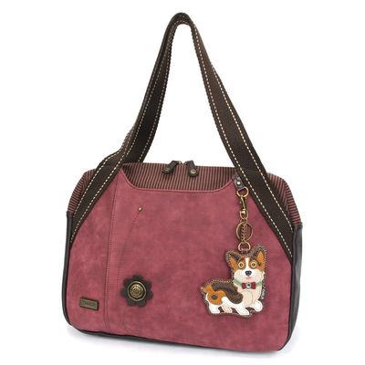 Chala Bowling Bag - Cardigan Corgi - Burgundy