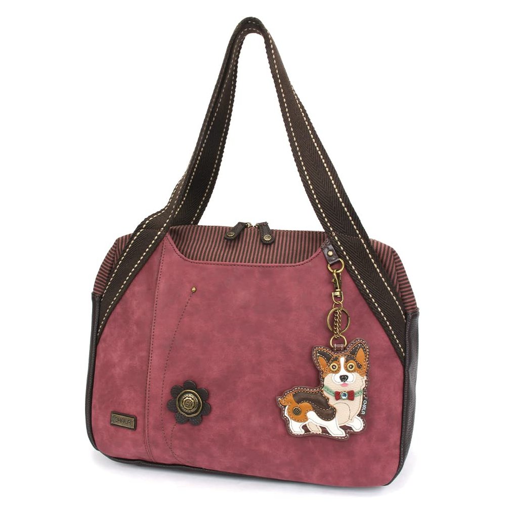 Chala Bowling Bag - Cardigan Corgi - Burgundy