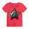 Toddler Little Kids Baby Boys Girls Magic Flip Sequins Tshirt Short Sleeve Crew Neck Pullover Tees Tops (4-5 Years, Red) view 1