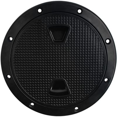 8" Circular Non Slip Inspection Hatch -Boat Hatch Deck Plate with Detachable Cover for RV Marine Boat Kayaks Yacht - Boat Round Non Slip Inspection Hatch with Screws, Black Deck Plates for Boats