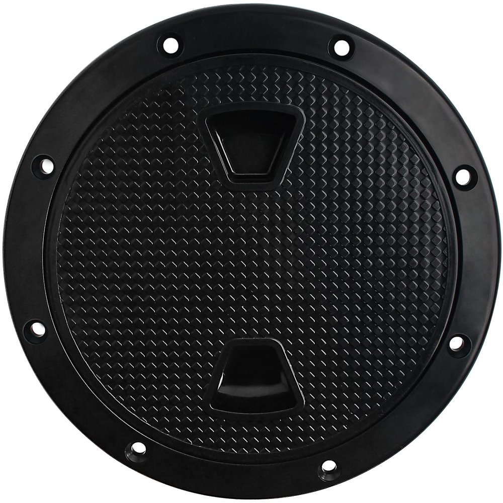 8" Circular Non Slip Inspection Hatch -Boat Hatch Deck Plate with Detachable Cover for RV Marine Boat Kayaks Yacht - Boat Round Non Slip Inspection Hatch with Screws, Black Deck Plates for Boats