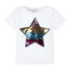 Toddler Little Kids Baby Boys Girls Magic Flip Sequins Tshirt Short Sleeve Crew Neck Pullover Tees Tops (3-4 Years, White) view 1