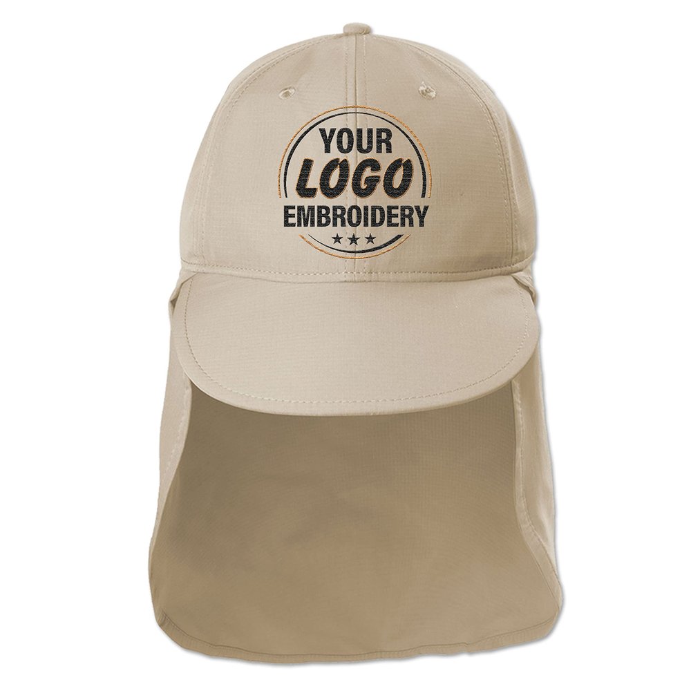 Custom Embroidered Sun Hat Neck&Ear Flap Adjustable UPF 30+ UV Protection Hiking Safari Fishing Hats for Women and Men Stone