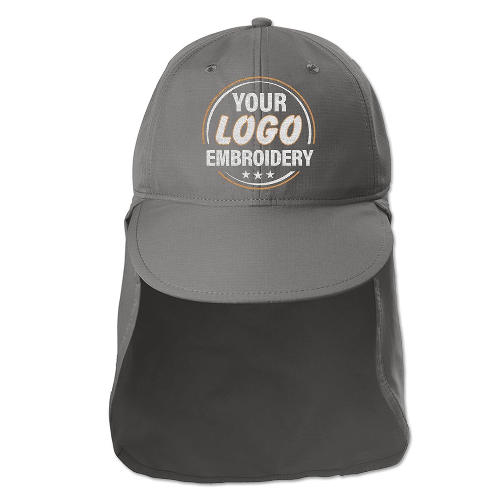 Custom Embroidered Sun Hat Neck&Ear Flap Adjustable UPF 30+ UV Protection Hiking Safari Fishing Hats for Women and Men Sterling Grey