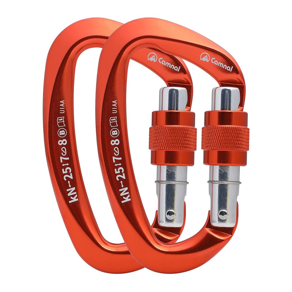 CAMNAL Heavy Duty Carabiner UIAA Certified Locking Carabiner 25KN (About 5620 lbs) Screw Lock Carabiner D Shape Carabiner Clip for Rock Climbing, Mountaineer, Aerial Work
