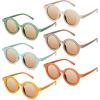 Frienda 6 Pairs Kids Round Cute Circle Sunglasses for Girls Boys Birthday Party Favors Toddler Baby Outdoor Glasses(Cool Colors)