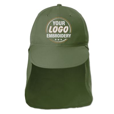 Custom Embroidered Sun Hat Ear&Neck Flap Adjustable UPF 30+ UV Protection Hiking Safari Fishing Hats for Women and Men Olive Leaf