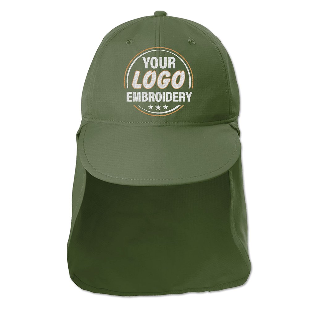 Custom Embroidered Sun Hat Ear&Neck Flap Adjustable UPF 30+ UV Protection Hiking Safari Fishing Hats for Women and Men Olive Leaf