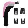 Andux 4pcs/Set Mesh Golf 460cc Driver Fairway Wood Club Head Covers Long Neck with No. Tags Black/Pink view 2