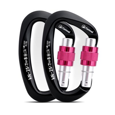CAMNAL Heavy Duty Carabiner UIAA Certified Locking Carabiner 25KN (About 5620 lbs) Screw Lock Carabiner D Shape Carabiner Clip for Rock Climbing, Mountaineer, Aerial Work