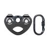 CAMNAL Zipline Trolley Kit with 25kN Carabiner Double Tandem Dual Pulley Speed Dual Trolley for Rock Climbing Caving Aloft Work Rescue,Black with Carabiner view 1