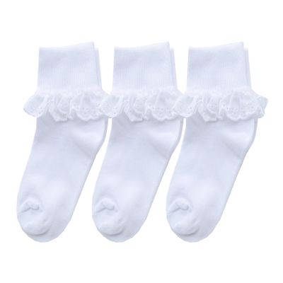 BAIYIXIN Twtility Baby Toddler Girls Eyelet Frilly Lace Socks Cotton Ruffle Lace Dressy Socks