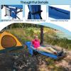 Goplus Folding Camping Cot, 27.5" Sleeping Cot for Adults with Carry Bag, 600LBS Weight Capacity, Slanted Head, Side Pocket, Heavy Duty Portable Camping Bed for Kids, Beach, Office Snap (Blue) view 2
