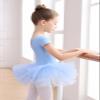 EASTBUDDY Ballet Dress for Girls,Toddler Dance Leotard with Tutu Skirt Short Sleeve Ballerina Outfit (Blue/5-7 Years) view 2