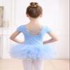 EASTBUDDY Ballet Dress for Girls,Toddler Dance Leotard with Tutu Skirt Short Sleeve Ballerina Outfit (Blue/5-7 Years) view 3