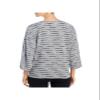 A + A COLLECTION Womens Gray Striped 3/4 Sleeve V Neck Top M view 2