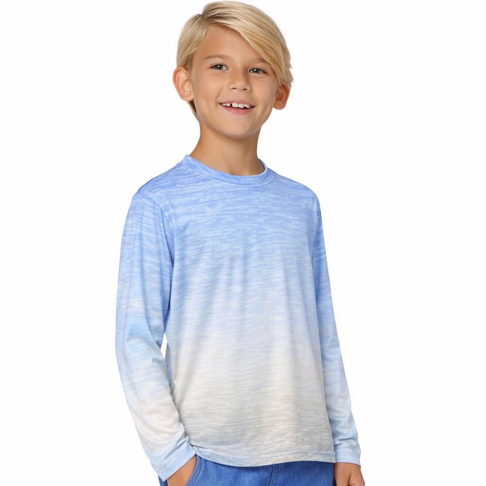 INGEAR Boys UPF 50+ Rash Guard Swim Shirt  Quick-Dry Lightweight Sun Protection for Swimming, Surfing & Beach, XSXL(True Blue, Large)