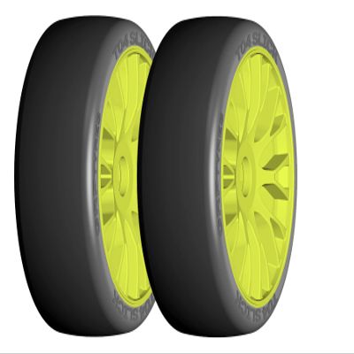 GRP GTY04-XM5 1:8 GT New Slick Medium Yellow 20 Spoke Rubber Tires (2)