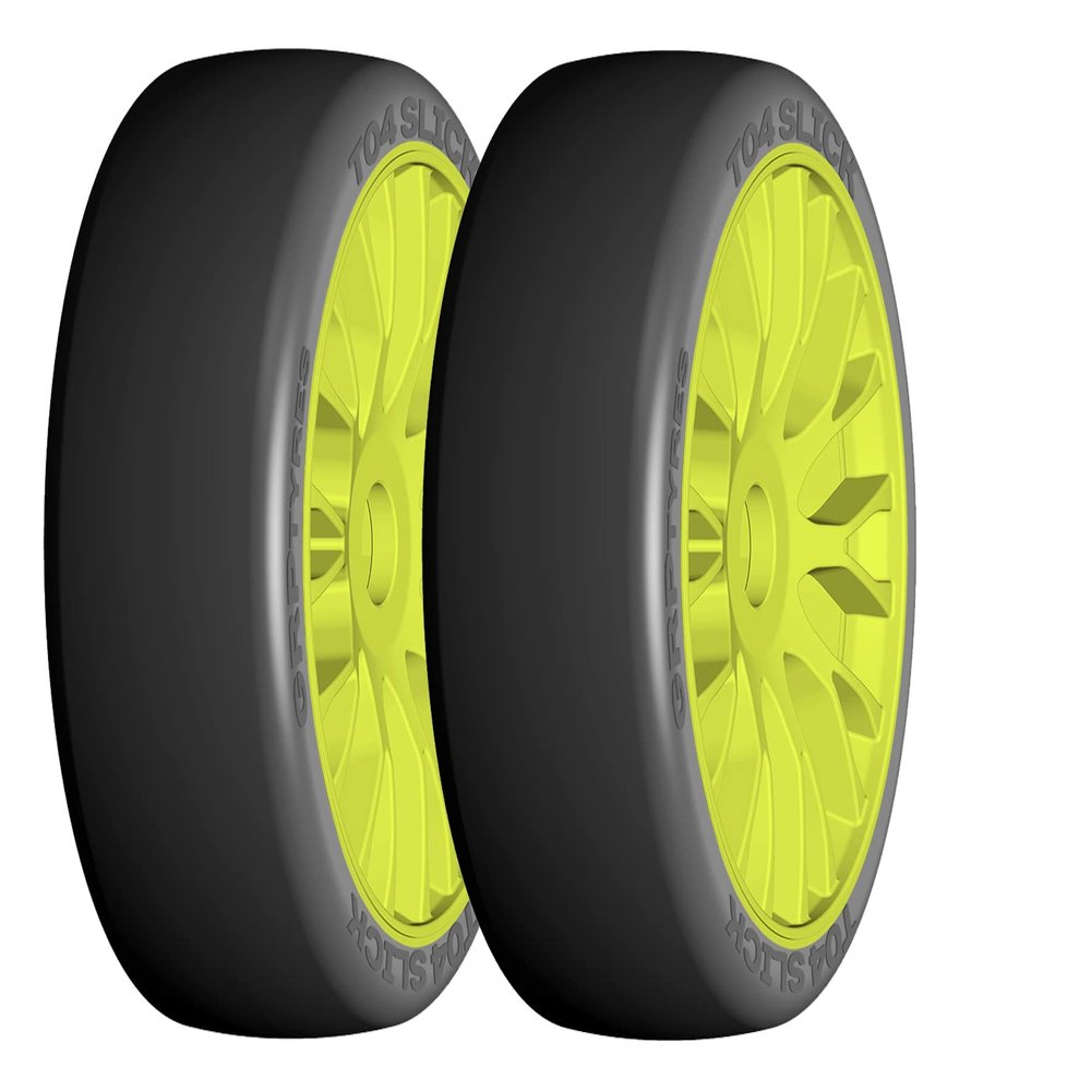 GRP GTY04-XM5 1:8 GT New Slick Medium Yellow 20 Spoke Rubber Tires (2)