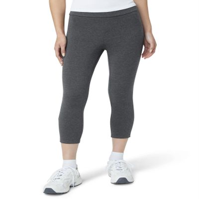 HUE Women's Wide Waistband Blackout Cotton Capri Leggings, Assorted
