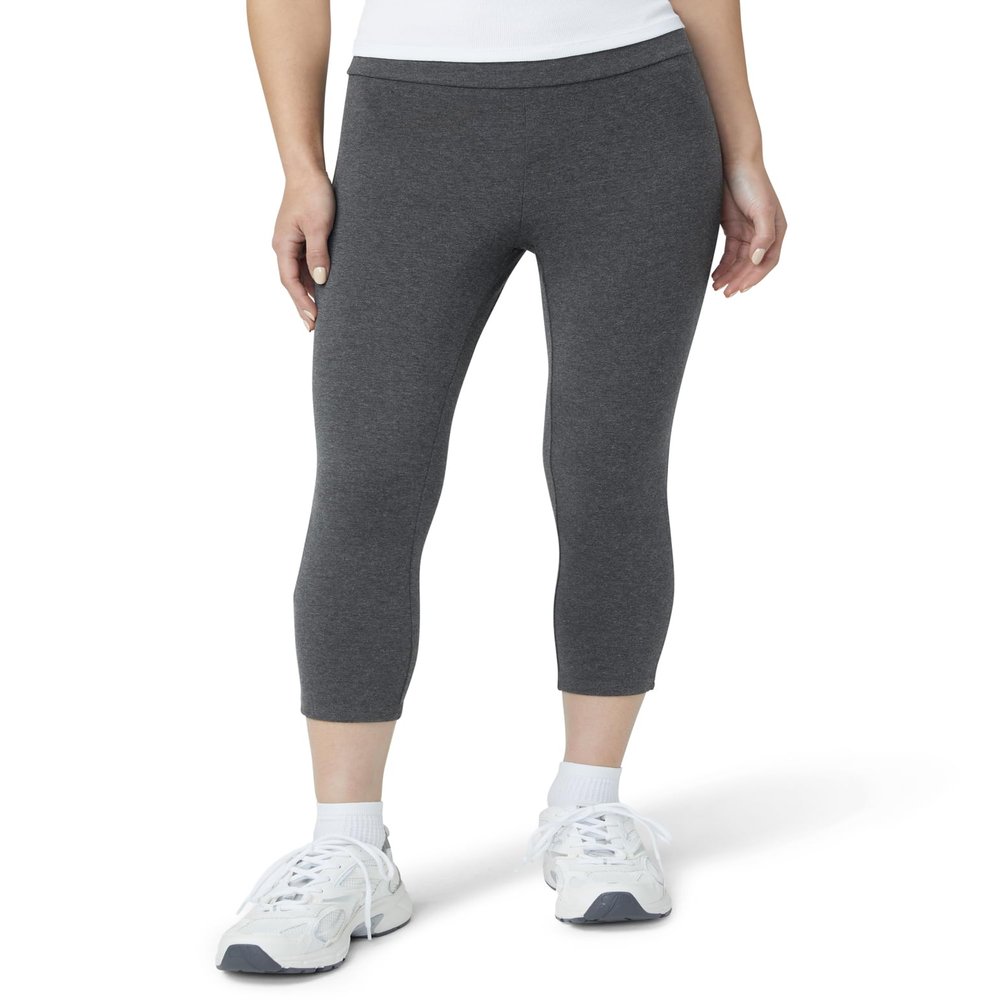 HUE Women's Wide Waistband Blackout Cotton Capri Leggings, Assorted