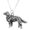 Sterling Silver Large Detailed Golden Retriever Dog Charm with 18" Necklace view 1