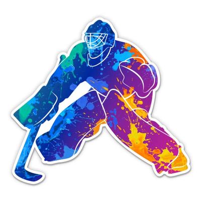 Ice Hockey Goalie - 5" Vinyl Sticker - for Car Laptop I-Pad - Waterproof Decal