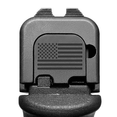 Milspin Slide Back Plate Compatible with Glock Gen 1-5 | American Flag | Veteran Made in USA I CNC Milled (Blacked Out (on Stainless Steel), Models G43 G43x G48)
