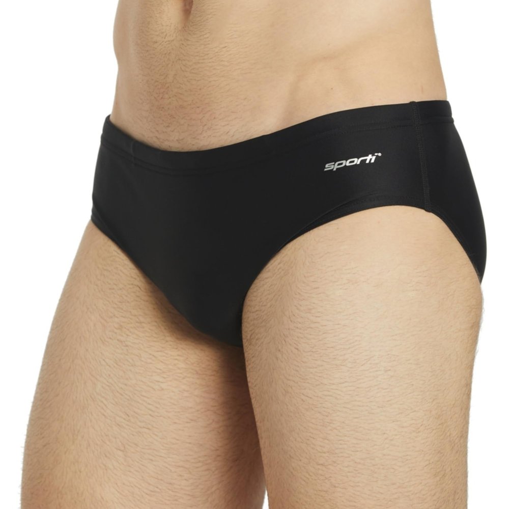 Sporti Solid Swim Brief Swimsuit - Black - 30