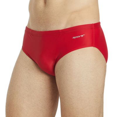 Sporti Solid Swim Brief Swimsuit - Red - 32