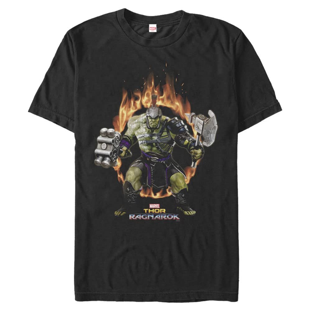 Marvel Big & Tall Hulk Fire Ring Men's Tops Short Sleeve Tee Shirt, Black, 5X-Large