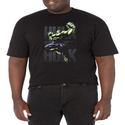 Marvel Big & Tall Classic HULKIN Men's Tops Short Sleeve Tee Shirt, Black, 4X-Large