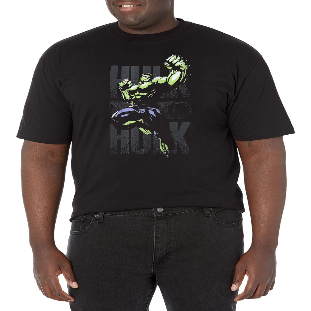 Marvel Big & Tall Classic HULKIN Men's Tops Short Sleeve Tee Shirt, Black, 4X-Large
