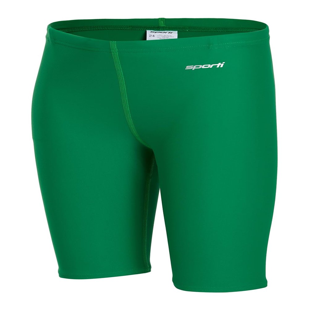 Sporti Boys' Swim Jammers Compression Jammer Swimsuit, Chlorine-Resistant Lycra Xtra Life, UPF 50+ Long-Lasting Athletic Swimming Shorts, Flatlock Seams & Drawstring for Training - Green - 26