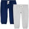 Simple Joys by Carter's Little Boys' 2-Pack Pull-On Fleece Pants, Grey/Navy, 8 view 1