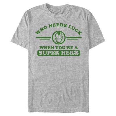 Marvel Big & Tall Classic Iron Clover Collegiate Men's Tops Short Sleeve Tee Shirt, Athletic Heather, 3X-Large