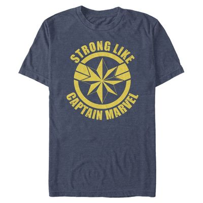 Marvel Big & Tall Classic Strong Like Captain Men's Tops Short Sleeve Tee Shirt, Navy Blue Heather, 3X-Large