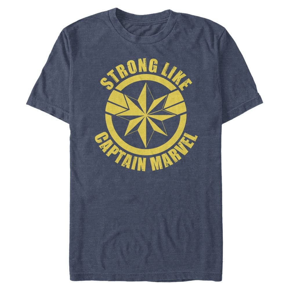 Marvel Big & Tall Classic Strong Like Captain Men's Tops Short Sleeve Tee Shirt, Navy Blue Heather, 3X-Large