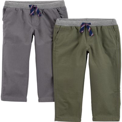 Simple Joys by Carter's Baby Boys' 2-Pack Pull-On Pants, Green/Grey, 12 Months