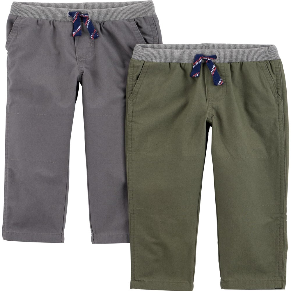 Simple Joys by Carter's Baby Boys' 2-Pack Pull-On Pants, Green/Grey, 12 Months
