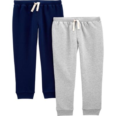 Simple Joys by Carter's Little Boys' 2-Pack Pull-On Fleece Pants, Grey/Navy, 5