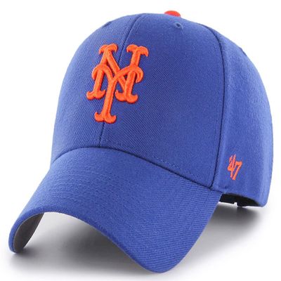 '47 MLB Team Color Home Basic MVP Adjustable Hat, Youth One Size Fits All (New York Mets Blue)