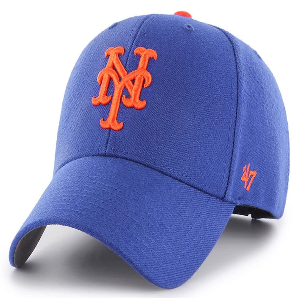 '47 MLB Team Color Home Basic MVP Adjustable Hat, Youth One Size Fits All (New York Mets Blue)