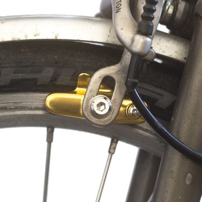 4 x Brake Pads and Aluminium Holders for BROMPTON in Gold