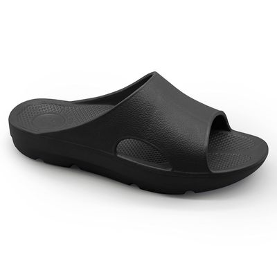 Pure Stride Therapeutic Slides, Orthotic Sandals for Plantar Fasciitis, Metatarsal and Heel Spurs, for Pain Relief and Arch Support of Feet - Black, Womens Size 6