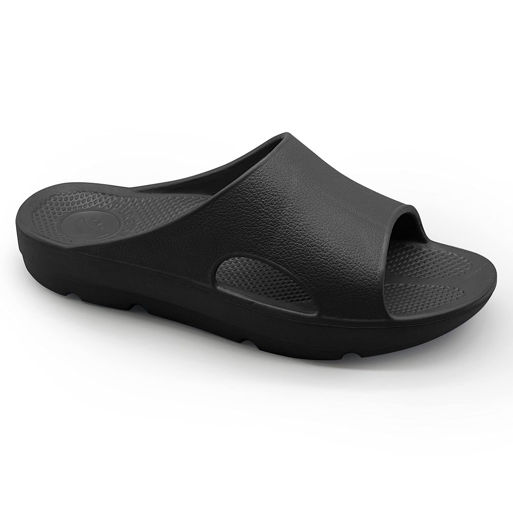 Pure Stride Therapeutic Slides, Orthotic Sandals for Plantar Fasciitis, Metatarsal and Heel Spurs, for Pain Relief and Arch Support of Feet - Black, Womens Size 6